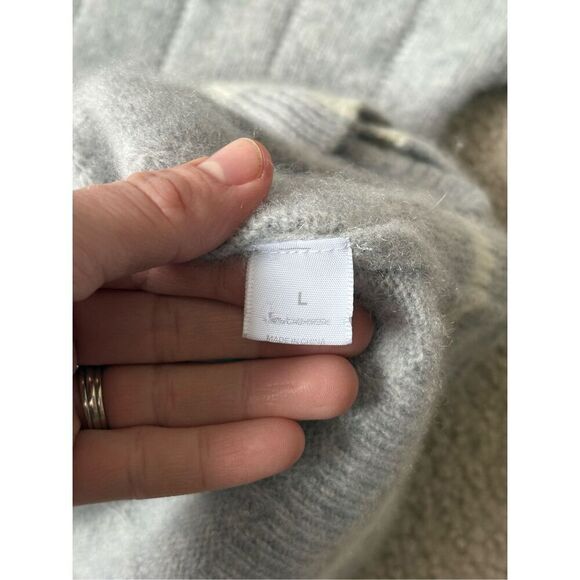 Kokun Cashmere Cardigan Size L Gray Button Front Pockets - Picture 9 of 10